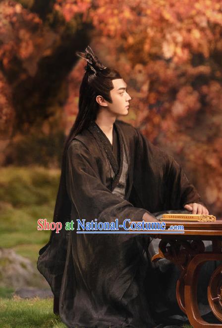 Chinese Romance TV Ancient Love Poetry Qing Mu Costumes Ancient King Clothing Xianxia Series Drama Immortal Black Garments