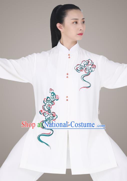 Chinese Tai Ji Competition Uniform Martial Arts Competition Clothing Tai Chi White Outfit Top Kung Fu Costumes