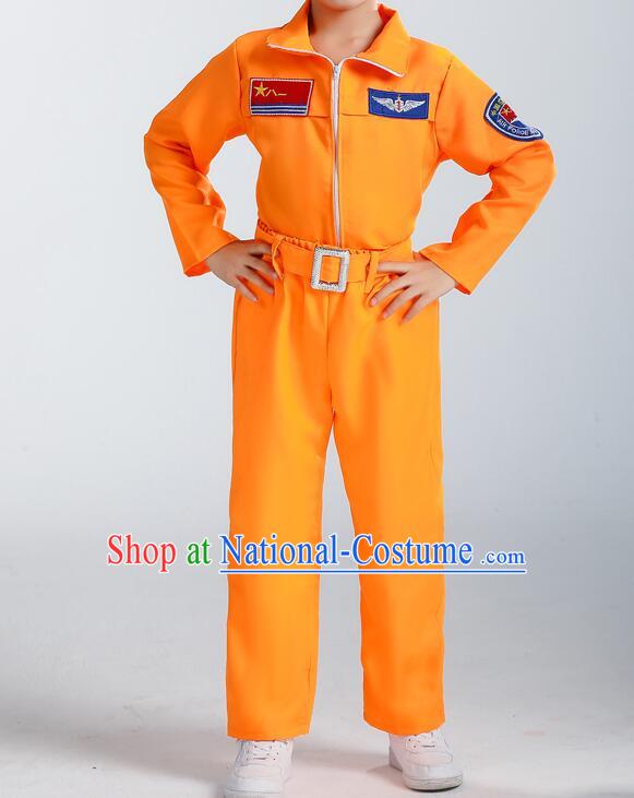 Chinese Modern Dance Orange Suit Stage Performance Clothing Spaceman Dance Costume Space Field Officers Uniform