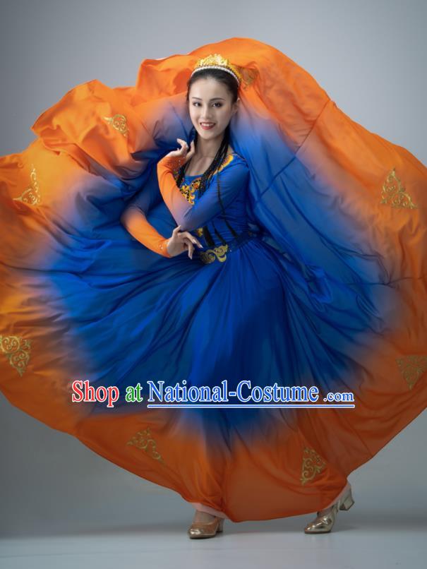 Chinese Xinjiang Dance Dress Ethnic Dance Clothing Uyghur Nationality Women Stage Performance Costume