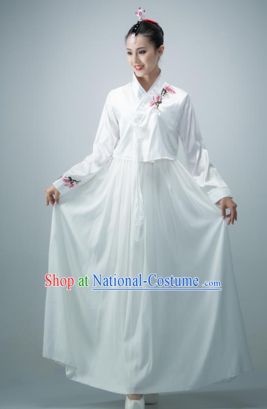 Chinese Women Group Dance White Dress Classical Dance Clothing Korean Nationality Stage Performance Costume