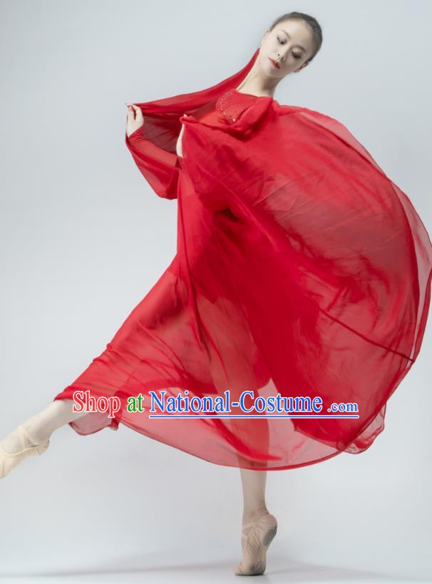 Chinese Stage Performance Costume Women Group Dance Red Dress Modern Dance Clothing