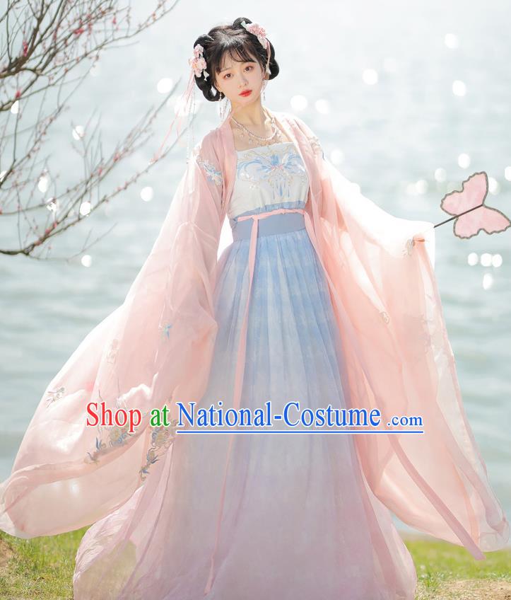 China Traditional Hanfu Dress Tang Dynasty Young Lady Clothing Ancient Princess Garment Costumes Complete Set