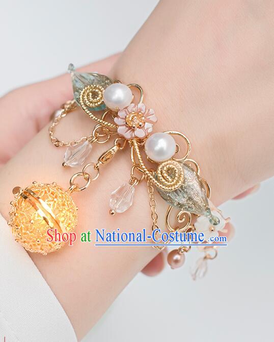 Chinese Traditional Golden Sachet Jewelry Ancient Princess Bracelet Handmade Hanfu Fairy Bangle