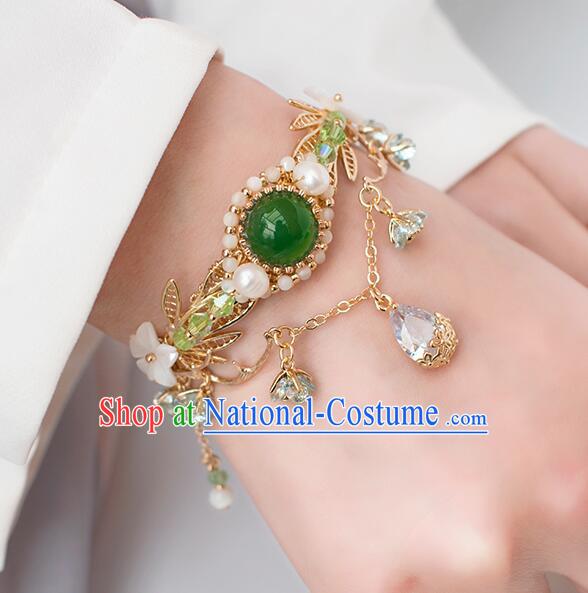 Chinese Handmade Hanfu Bangle Traditional Crystal Jewelry Ancient Princess Bracelet