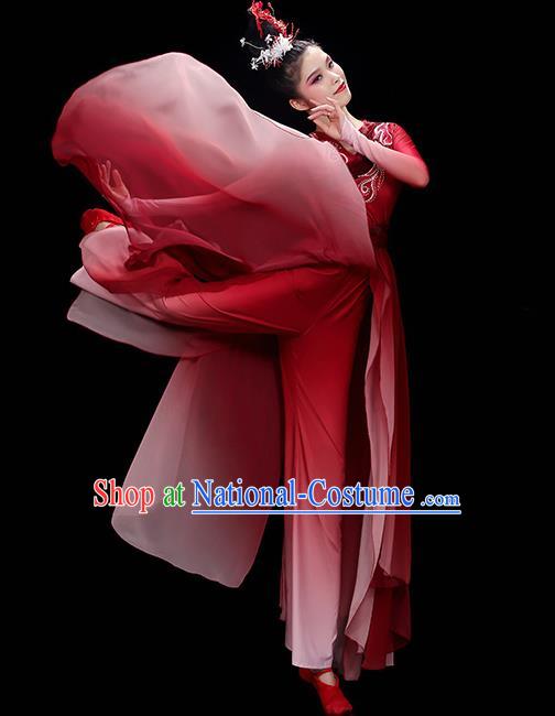 China Classical Dance Clothing Fan Dance Red Outfit Umbrella Dance Costumes Stage Performance Garments