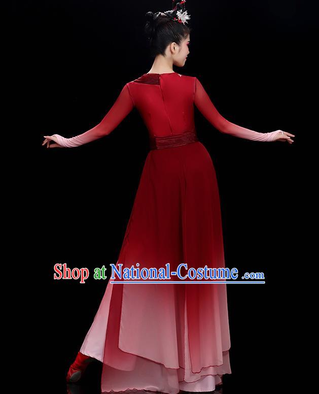 China Classical Dance Clothing Fan Dance Red Outfit Umbrella Dance Costumes Stage Performance Garments