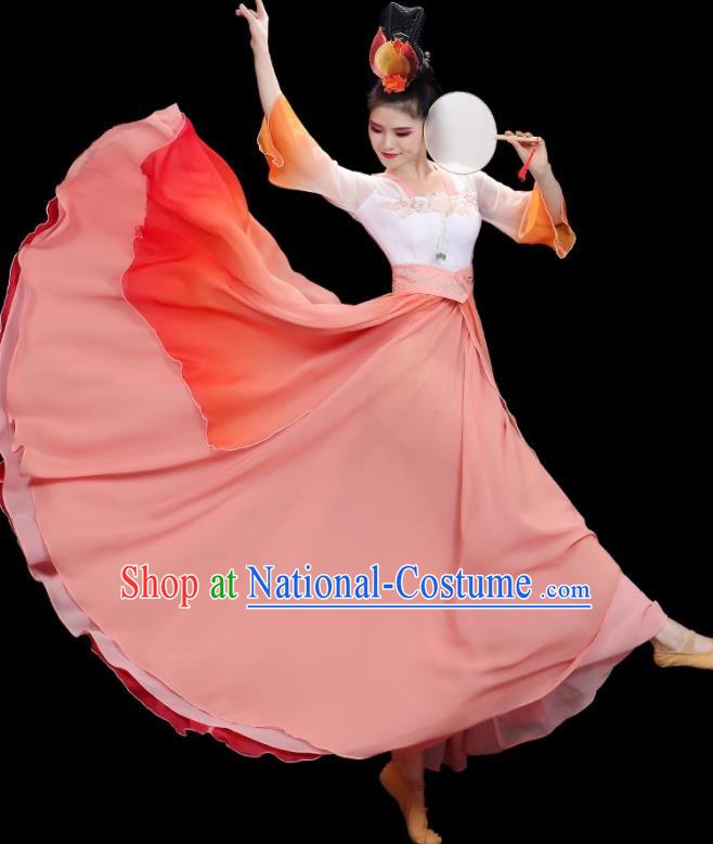 China Beauty Dance Costume Stage Performance Garments Classical Dance Clothing Fan Dance Red Dress