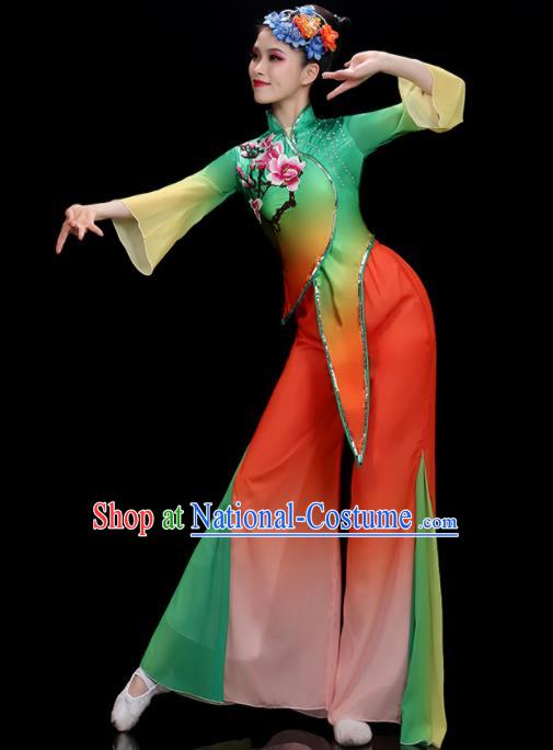 China Fan Dance Costume Stage Performance Garment Folk Dance Clothing Yangko Dance Outfit