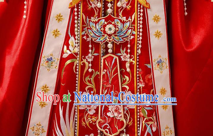 Chinese Ancient Bride Clothing Traditional Embroidered Red Hanfu Wedding Dress Ming Dynasty Noble Woman Garment Costumes