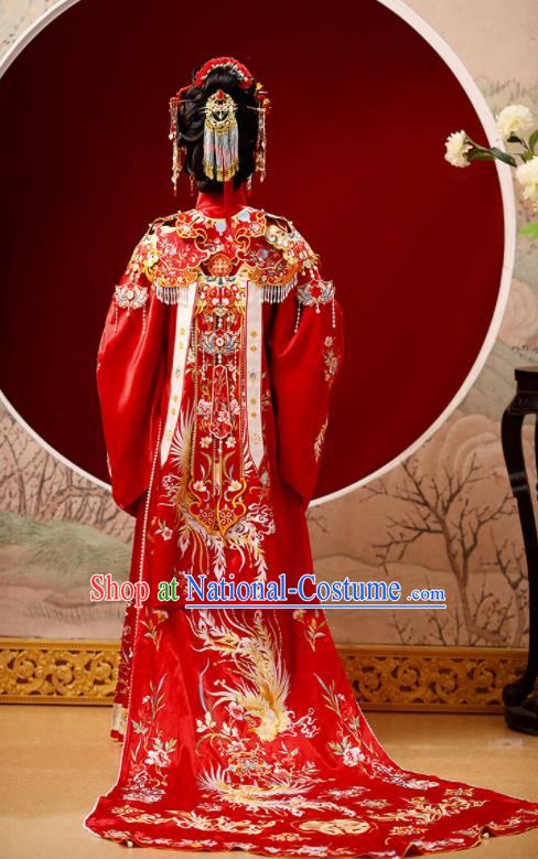 Chinese Ancient Bride Clothing Traditional Embroidered Red Hanfu Wedding Dress Ming Dynasty Noble Woman Garment Costumes