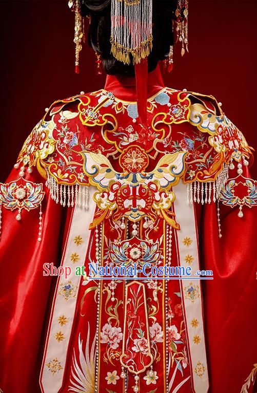 Chinese Ancient Bride Clothing Traditional Embroidered Red Hanfu Wedding Dress Ming Dynasty Noble Woman Garment Costumes