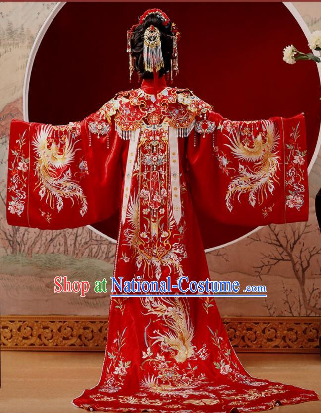 Chinese Ancient Bride Clothing Traditional Embroidered Red Hanfu Wedding Dress Ming Dynasty Noble Woman Garment Costumes