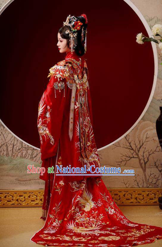 Chinese Ancient Bride Clothing Traditional Embroidered Red Hanfu Wedding Dress Ming Dynasty Noble Woman Garment Costumes