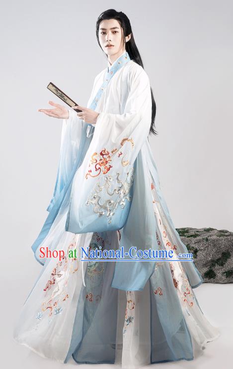 Chinese Jin Dynasty Prince Garment Costumes Ancient Young Childe Clothing Traditional Swordsman Hanfu Outfit