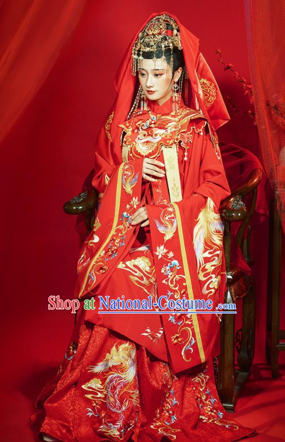 Chinese Ancient Bride Clothing Traditional Wedding Red Hanfu Dress Ming Dynasty Noble Woman Historical Costumes