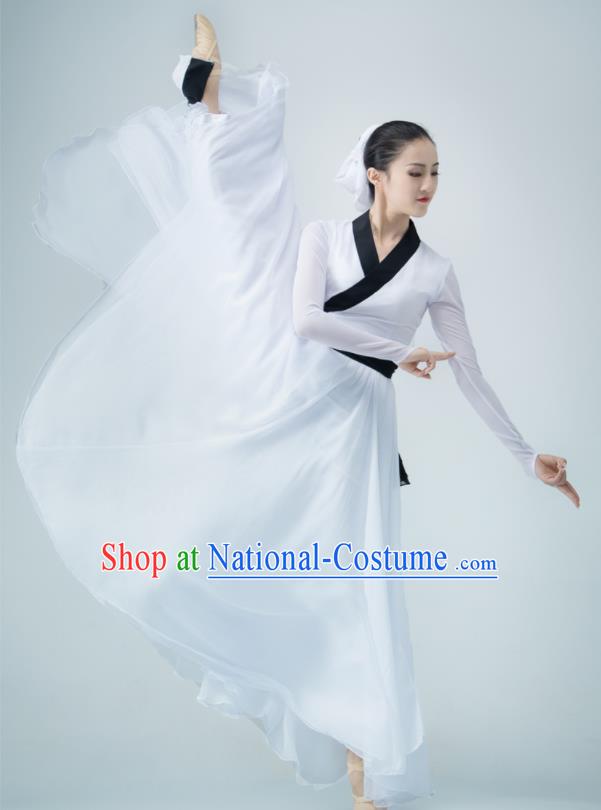 Chinese Swordsman Dance White Dress Dance Competition Clothing Classical Dance Costume