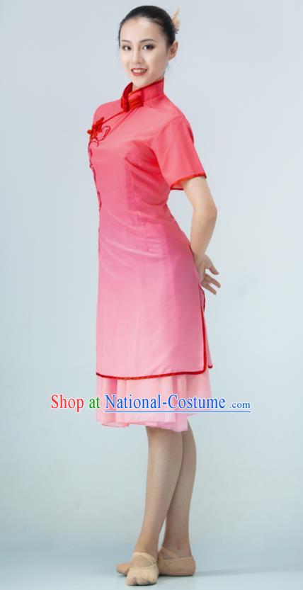 Chinese Modern Dance Costume Ballet Dance Pink Dress Dance Stage Performance Qipao Women Group Dance Clothing