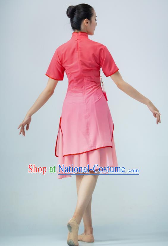 Chinese Modern Dance Costume Ballet Dance Pink Dress Dance Stage Performance Qipao Women Group Dance Clothing