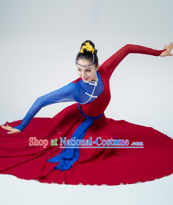 Chinese Mongolian Dance Clothing Modern Dance Costume Opening Dance Red Dress Dance Stage Performance Garment