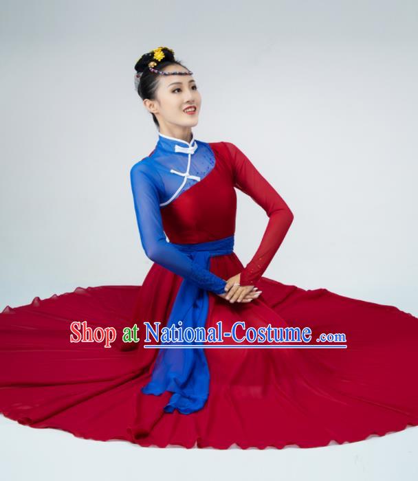 Chinese Mongolian Dance Clothing Modern Dance Costume Opening Dance Red Dress Dance Stage Performance Garment