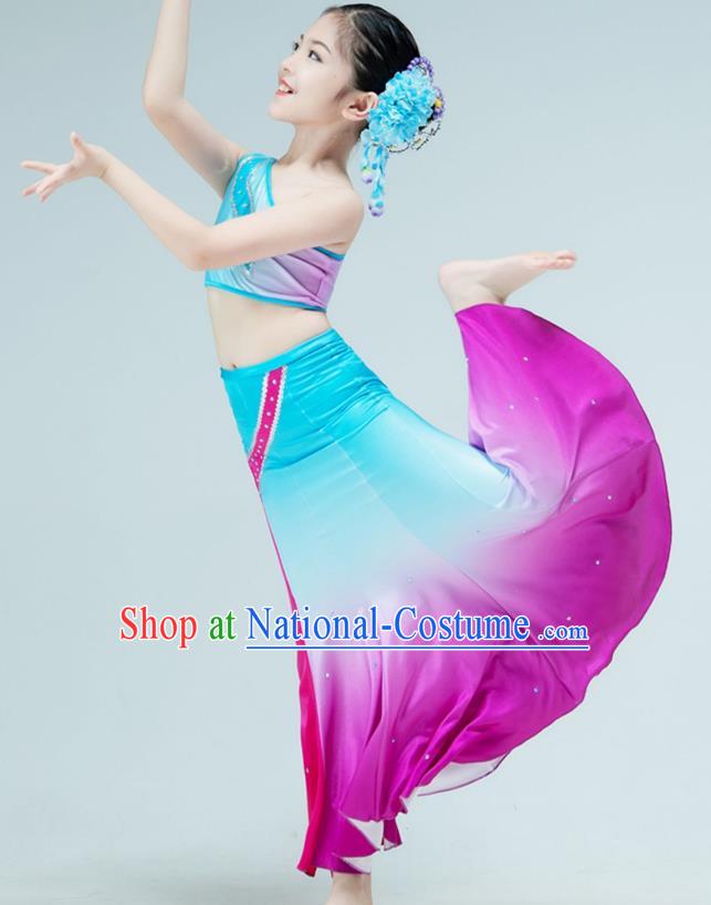 Chinese Classical Dance Clothing Stage Performance Costume Children Peacock Dance Dress Dai Nationality Dance Garment