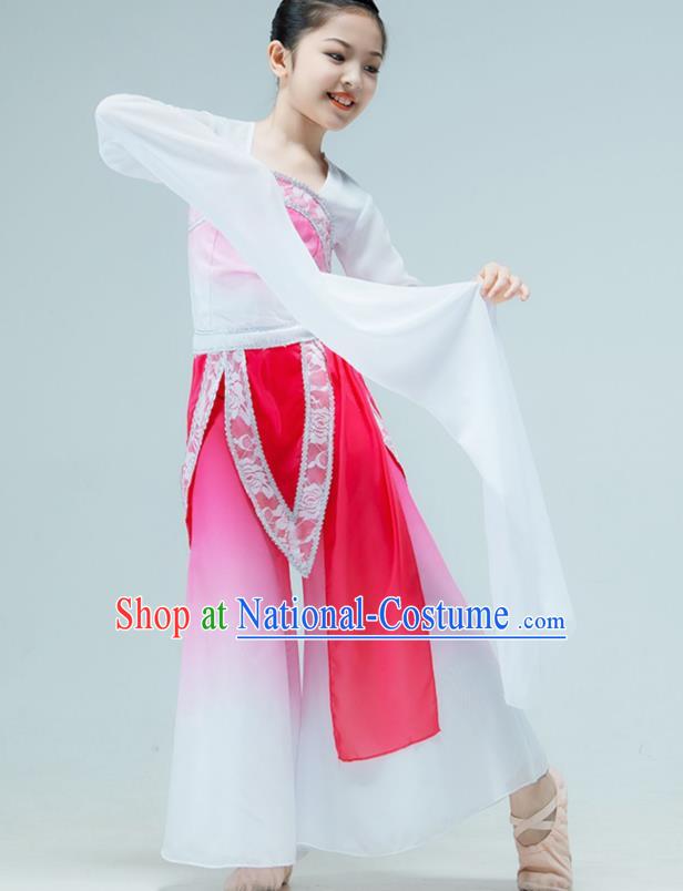 Chinese Water Sleeve Dance Garment Classical Dance Clothing Stage Performance Costume Children Tao Yao Dance Pink Dress