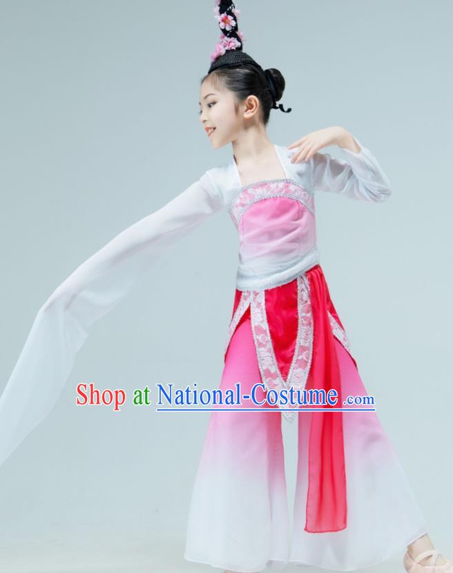 Chinese Water Sleeve Dance Garment Classical Dance Clothing Stage Performance Costume Children Tao Yao Dance Pink Dress