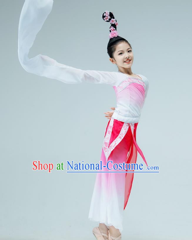 Chinese Water Sleeve Dance Garment Classical Dance Clothing Stage Performance Costume Children Tao Yao Dance Pink Dress