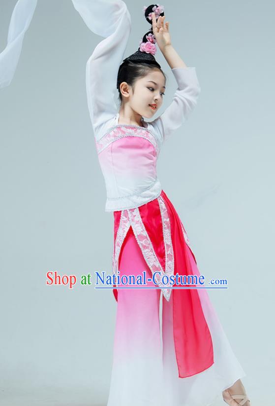 Chinese Water Sleeve Dance Garment Classical Dance Clothing Stage Performance Costume Children Tao Yao Dance Pink Dress