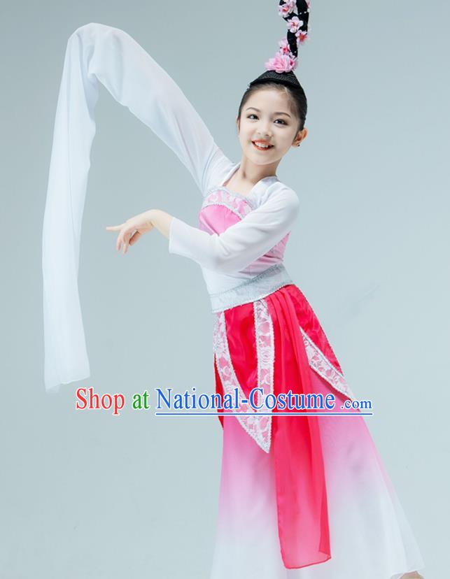 Chinese Water Sleeve Dance Garment Classical Dance Clothing Stage Performance Costume Children Tao Yao Dance Pink Dress