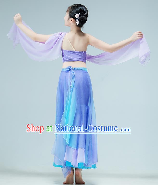 Chinese Dai Nationality Dance Lilac Dress Classical Dance Garment Children Peacock Dance Clothing Stage Performance Costume