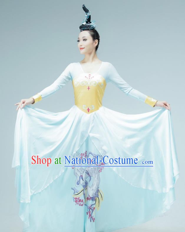 Chinese Han Tang Dance Clothing Stage Performance Costume Classical Dance Light Blue Dress Women Group Dance Garment