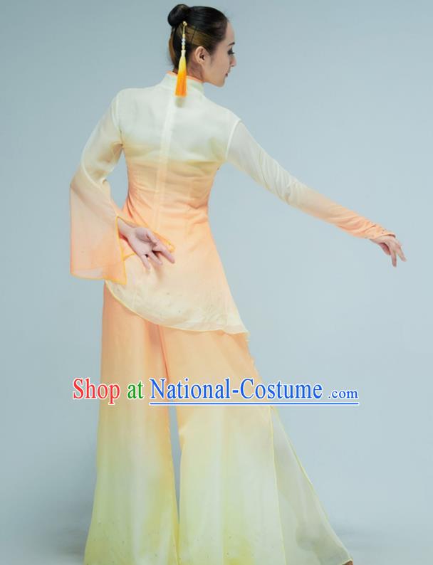 Chinese Fan Dance Garments Yangko Dance Clothing Stage Performance Costume Folk Dance Orange Outfit