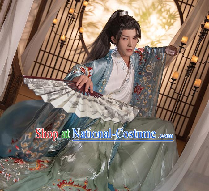 Chinese Traditional Hanfu Garments Ancient Noble Childe Clothing Jin Dynasty Swordsman Costumes