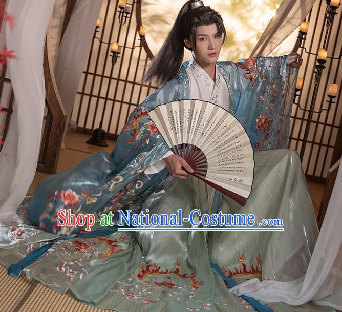 Chinese Traditional Hanfu Garments Ancient Noble Childe Clothing Jin Dynasty Swordsman Costumes