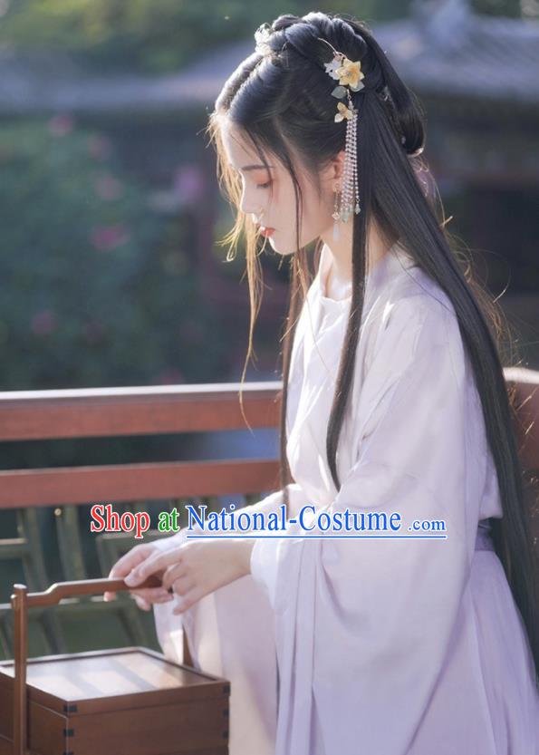 Chinese Southern and Northern Dynasties Clothing Ancient Princess Garment Costumes Traditional Lilac Hanfu Dress