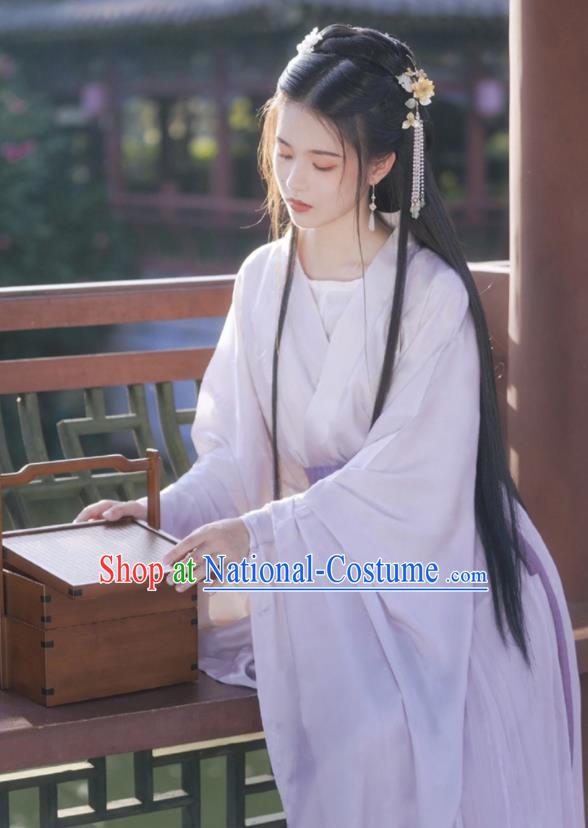 Chinese Southern and Northern Dynasties Clothing Ancient Princess Garment Costumes Traditional Lilac Hanfu Dress