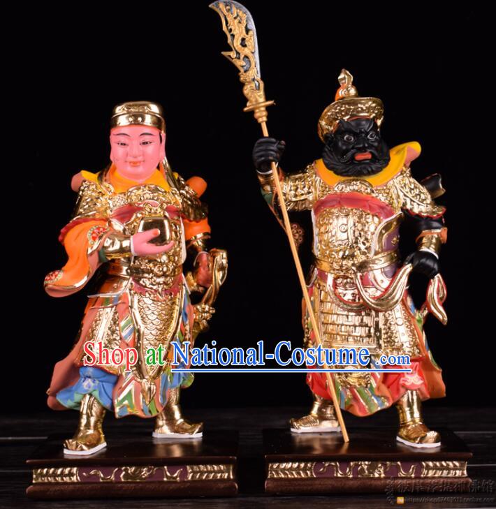 Handmade Zhou Cang and Guan Ping Statues 20 inches Resin Sculptures