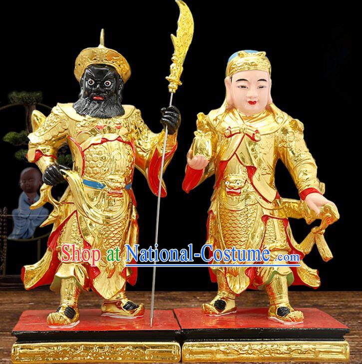 20 inches Resin Sculptures Handmade Zhou Cang and Guan Ping Statues