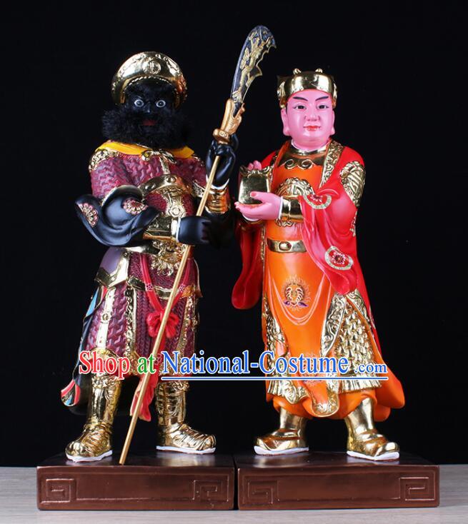 20 inches Zhou Cang and Guan Ping Statues Handmade Dunhuang Resin Sculptures