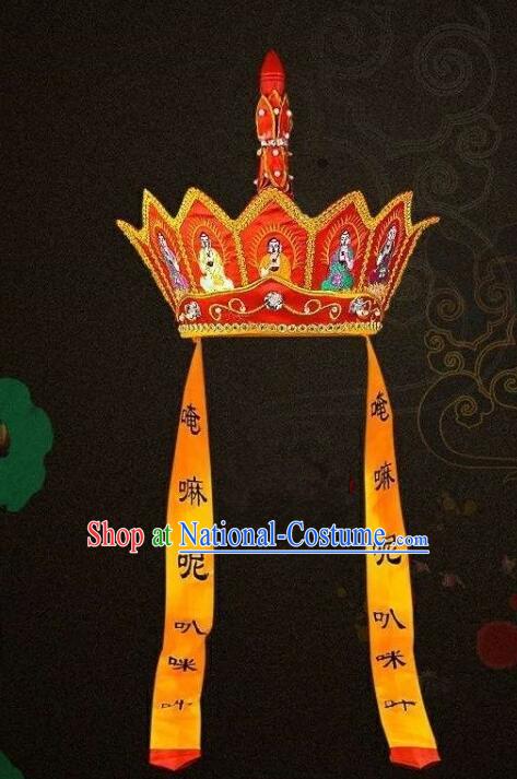 Traditional Beijing Opera Five Buddha Crown Headwear Chinese Ancient Monks Hat