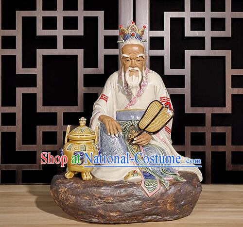 Handmade Shi Wan Porcelain Craft 14 inches Chinese Ceramic Tai Shang Lao Jun Statue