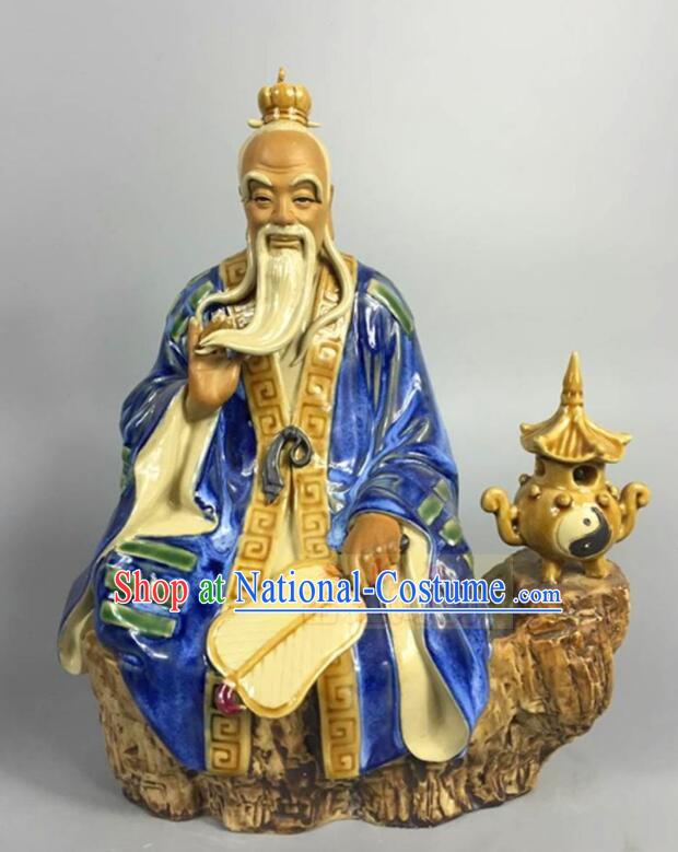 Chinese Ceramic Craft Handmade Shi Wan Porcelain Arts 12 inches Tai Shang Lao Jun Statue