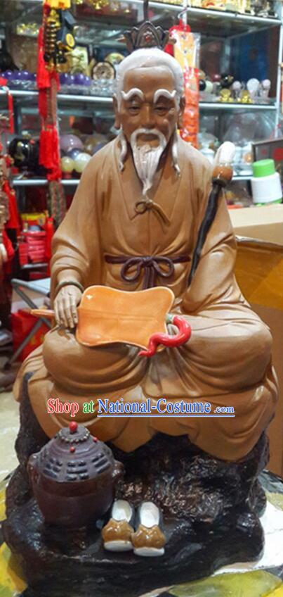 14 inches Tai Shang Lao Jun Statue Chinese Ceramic Craft Handmade Shi Wan Porcelain Arts