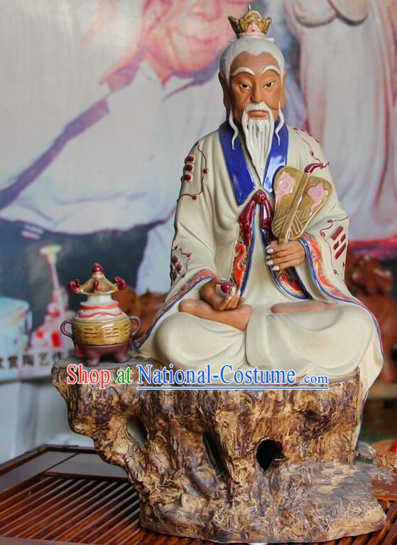 Handmade Shi Wan Porcelain Arts 16 inches Tai Shang Lao Jun Statue Chinese Ceramic Craft