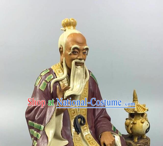 Chinese Ceramic Craft Handmade Shi Wan Porcelain Arts  inches Tai Shang Lao Jun Statue