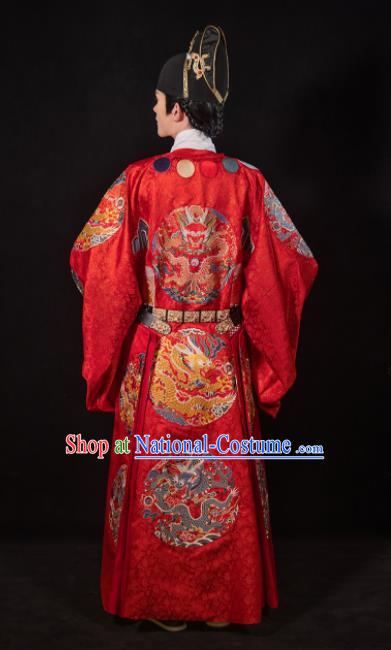 Chinese Embroidered Hanfu Wedding Robe Outfits Ming Dynasty Groom Garment Costumes Ancient Emperor Clothing