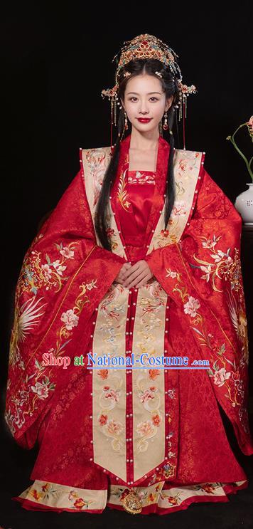 Chinese Ancient Empress Clothing Embroidered Hanfu Wedding Dresses Ming Dynasty Bride Garment Costumes