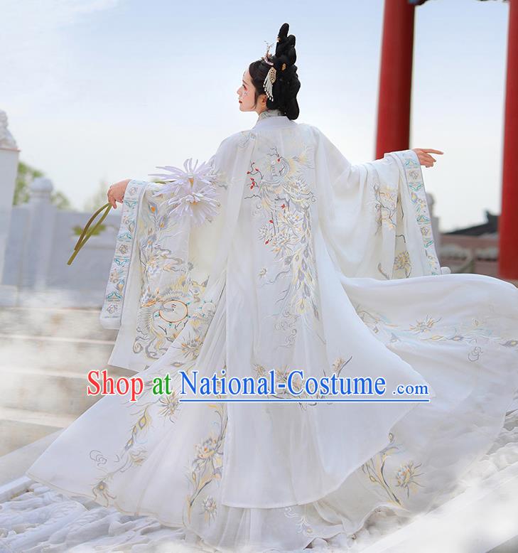 Chinese Embroidered White Hanfu Dresses Jin Dynasty Noble Lady Garment Costumes Ancient Royal Princess Clothing